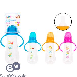 First Steps Easy Grip Feeding Bottle 250ml Assorted Colours