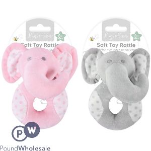 Hugs &amp; Kisses Baby Rattle Plush Toy Assorted
