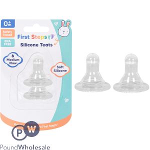 First Steps Medium Flow Silicone Teats 2 Pack