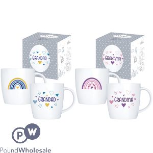 Hugs & Kisses New Bone China Grandma & Grandad Gift Mug Assorted 12oz