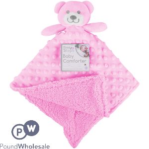 First Steps Double-sided Mink Sherpa Fleece Baby Comforter Blanket Pink 30cm X 28cm