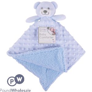 First Steps Double-sided Mink Sherpa Fleece Baby Comforter Blanket Blue 30cm X 28cm