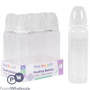 First Steps Clear Baby Bottles 250ml 6 Pack