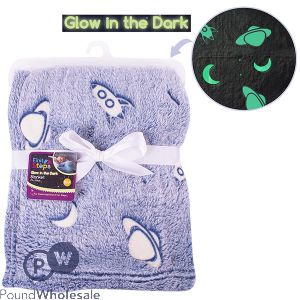 FIRST STEPS GLOW IN THE DARK BABY BLANKET BLUE 70CM X 90CM