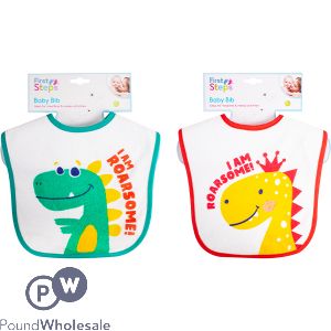 FIRST STEPS DINOSAUR BABY BIB ASSORTED