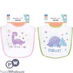 First Steps Dinosaur Baby Bib Assorted