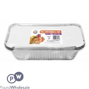 Did Foil Containers & Lids 5 Pack 20cm X 11cm X 5cm