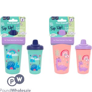First Steps Decorated Dinosaur Spill-proof Baby Tumbler 300ml Assorted