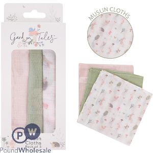 First Steps Garden Tales Cotton Muslin Cloths 3 Pack