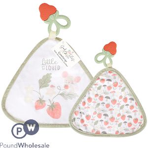 Hugs &amp; Kisses Garden Tales Strawberry Baby Teether Comforter 20cm X 22cm