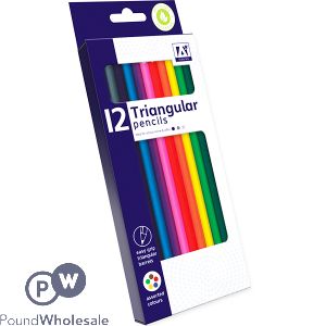 TRIANGULAR COLOURING PENCILS ASSORTED COLOURS 12 PACK