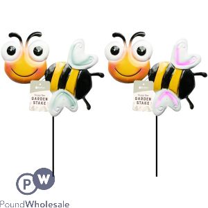 ROWAN HAPPY BEE METAL GARDEN STAKE 2 ASSORTED COLOURS