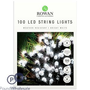 ROWAN BRIGHT WHITE 100 LED GARDEN STRING LIGHTS 10M