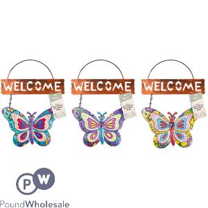 Rowan Metal Butterfly Welcome Sign Assorted Colours