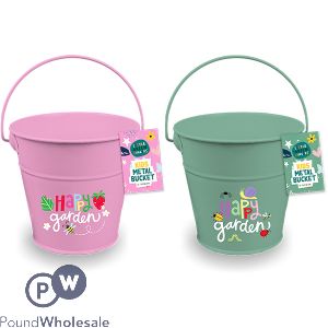 Rowan Little Green Fingers Kids Metal Bucket 12.5cm Assorted Colours