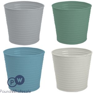 Rowan Metal Ribbed Plant Pot 12cm Assorted Colours