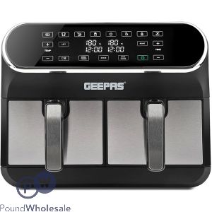 Geepas 1700w Vortex Stealth Dual Basket Digital Air Fryer 8l