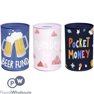 Gifts & Gadgets Tinplate Novelty Money Tin 15cm Assorted