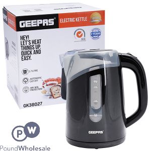 Geepas Electric Black Cordless Kettle 1.7l