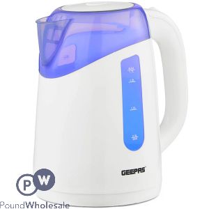 Geepas 2200W Illuminating White Cordless Kettle 1.7L