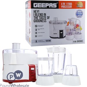 Geepas 600w 4-in-1 Multi-function Food Processor