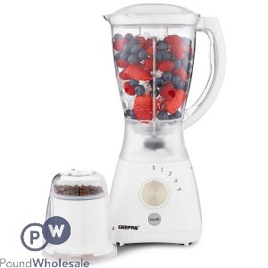 Geepas White 550W 2-in-1 Food Blender &amp; Grinder 1.5L