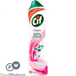 Cif Pink Flower Cream Natural Cleaning Particles 500ml 8 Pack