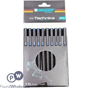 HAUSER TECHNICA BLUE PREMIUM BALL PENS 10 PACK