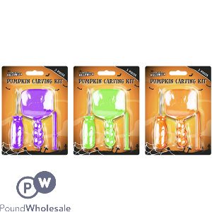 Halloween Pumpkin Carving Kit 3pc Assorted Colours