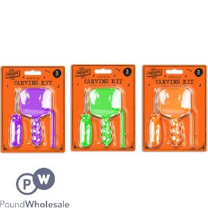 Halloween Pumpkin Carving Kit 3pc Assorted Colours