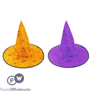 Halloween Spider & Cobweb Witch Hat Assorted Colours