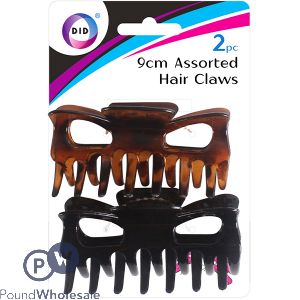 DID ASSORTED HAIR CLAWS 9CM 2 PACK