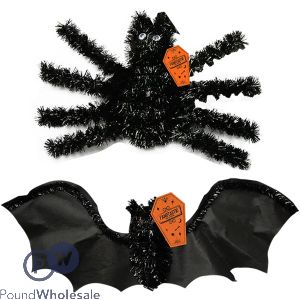 Halloween Bat & Spider Creepy Tinsel Decoration Assorted