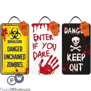 Halloween Warning Plaque 40cm X 23cm Assorted