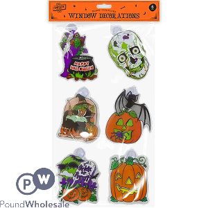 Halloween Assorted Suction Window Decorations 15cm X 10cm 6 Pack
