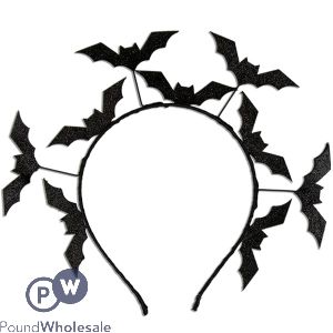 Halloween Black Glitter Bat Headband 12.5cm