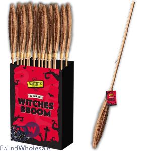 Halloween Wood Witches Broom 38.5cm Cdu