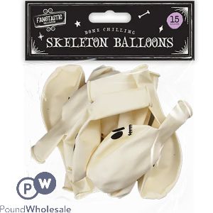 Halloween Bone Chilling White Skeleton Balloons 15 Pack