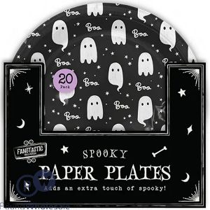 Halloween Disposable Ghost Paper Plates 23cm 20 Pack Cdu
