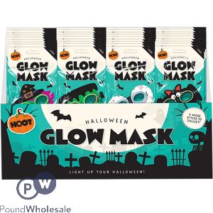 Hoot Halloween Glow Mask Set 4pc Cdu Assorted