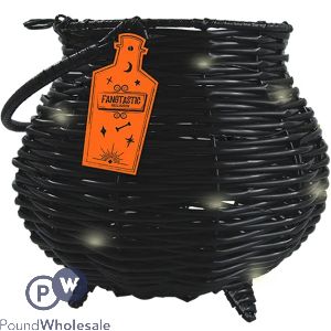 Halloween Light Up Wicker-effect Cauldron