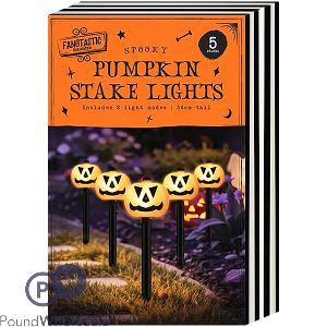 Halloween Spooky Light Up Pumpkin Stake Lights 36cm 5 Pack