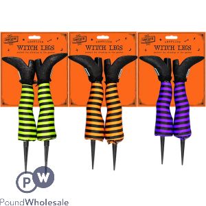 Halloween Witch Leg Garden Stakes Assorted Colours