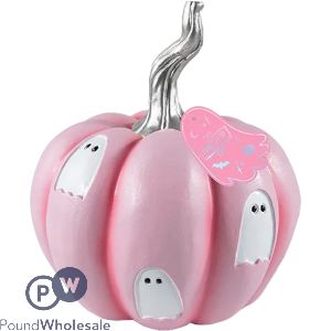 Halloween Debossed Pink Ghost Pumpkin 11cm