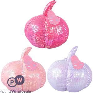 Halloween Iridescent Pumpkin Cushion 15cm Assorted Colours