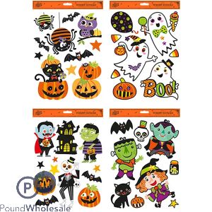 Halloween Glitter Vinyl Window Stickers Assorted
