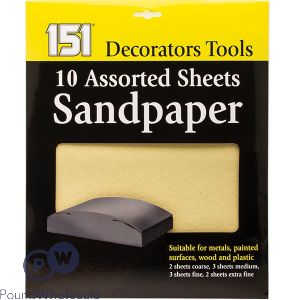 151 Assorted Sandpaper Sheets 10 Pack