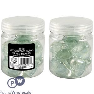 DID Decorative Clear Glass Hearts 250g
