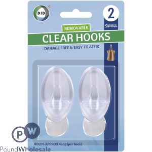 Did Small Removable Clear Self-adhesive Hooks 2 Pack