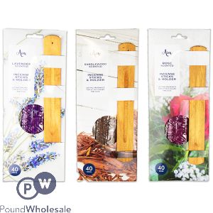 Aira Incense Sticks & Holder 40 Pack Assorted Fragrances